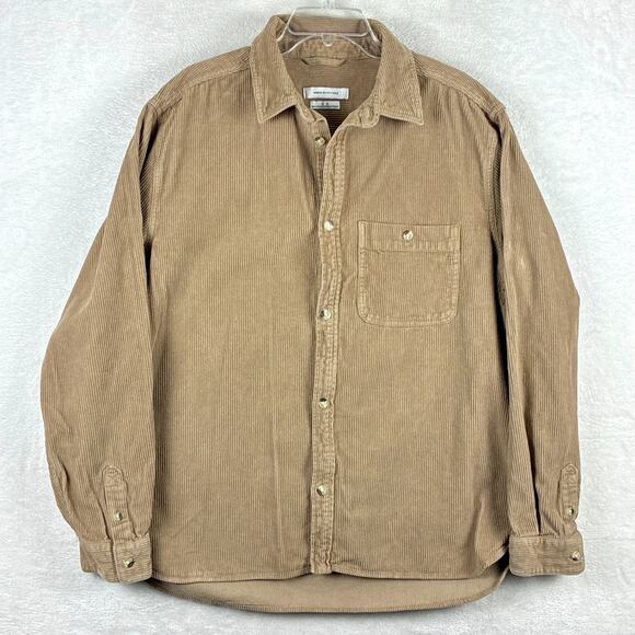 Urban Outfitters Corduroy Shirt Mens M Beige Khaki Heavyweight Thick Wale Preppy - Picture 2 of 10